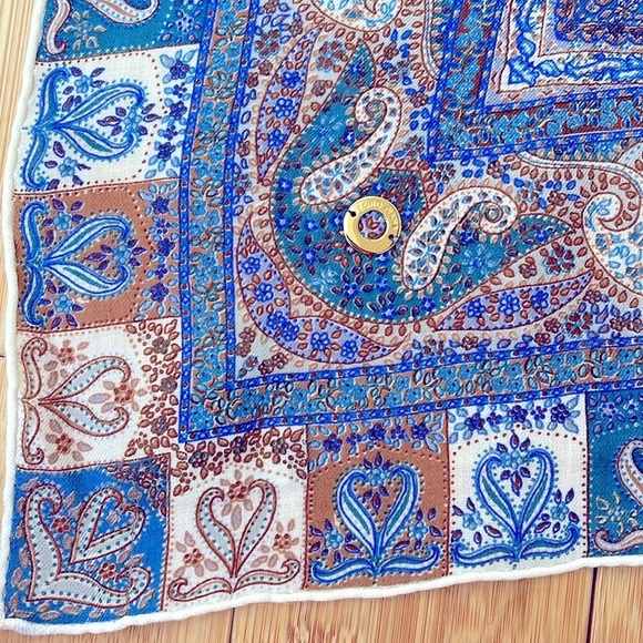 LORO PIANA Cashmere & Silk Paisley Shawl Scarf Blue Brown Large - Picture 2 of 3